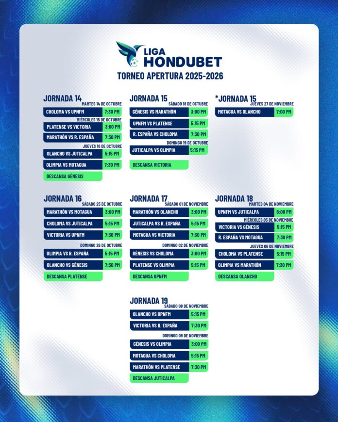 Liga Nacional oficializa fechas y horarios de los próximos partidos